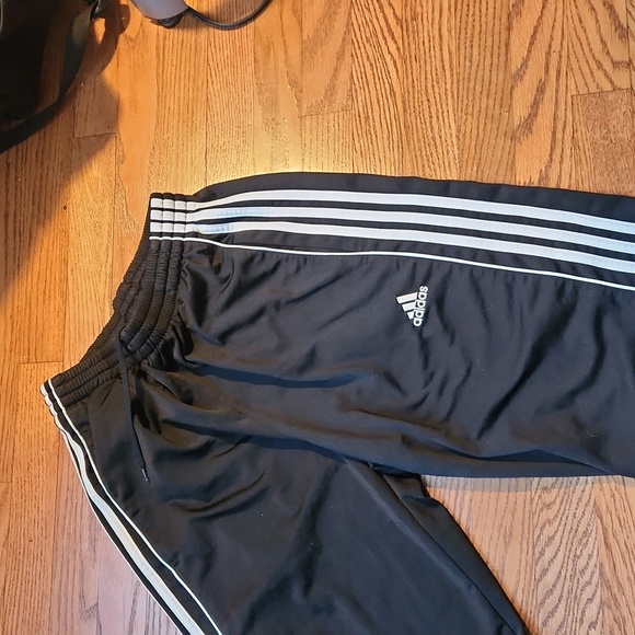 Adidas Joggers Men's Black and White Stripes Pockets - Picture 2 of 5